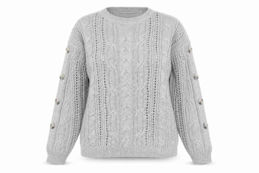 Marks & Spencer Women’s Grey Cable-Knit Pullover Jumper Size 12