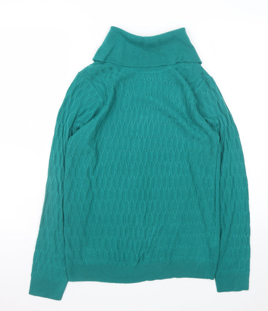 ISLE Essentials Women’s Green Roll Neck Cable-Knit Jumper Size S