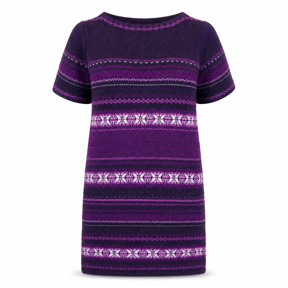 Marks & Spencer Women Purple Fair Isle Jumper Dress Size 16