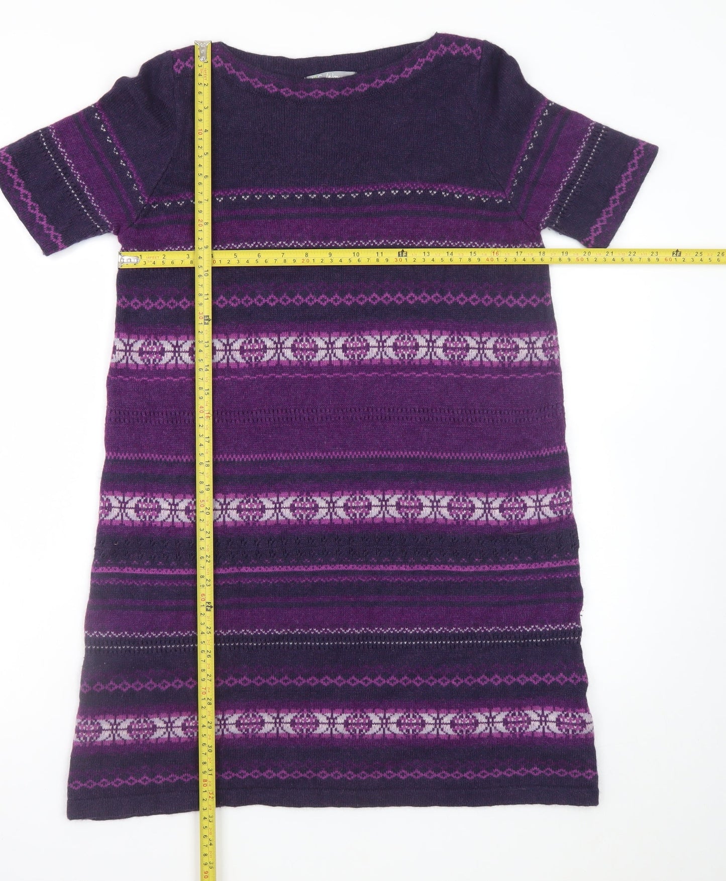 Marks and Spencer Women Purple Fair Isle Jumper Dress Size 16