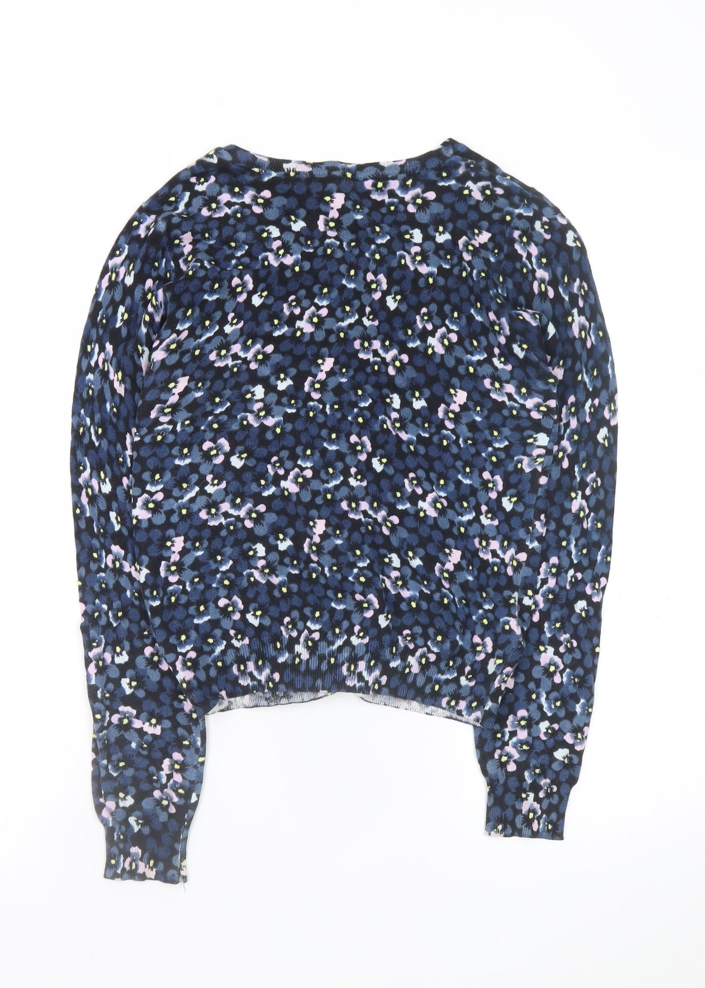 H&M Divided Women's Blue Floral Cotton Cardigan Size 12