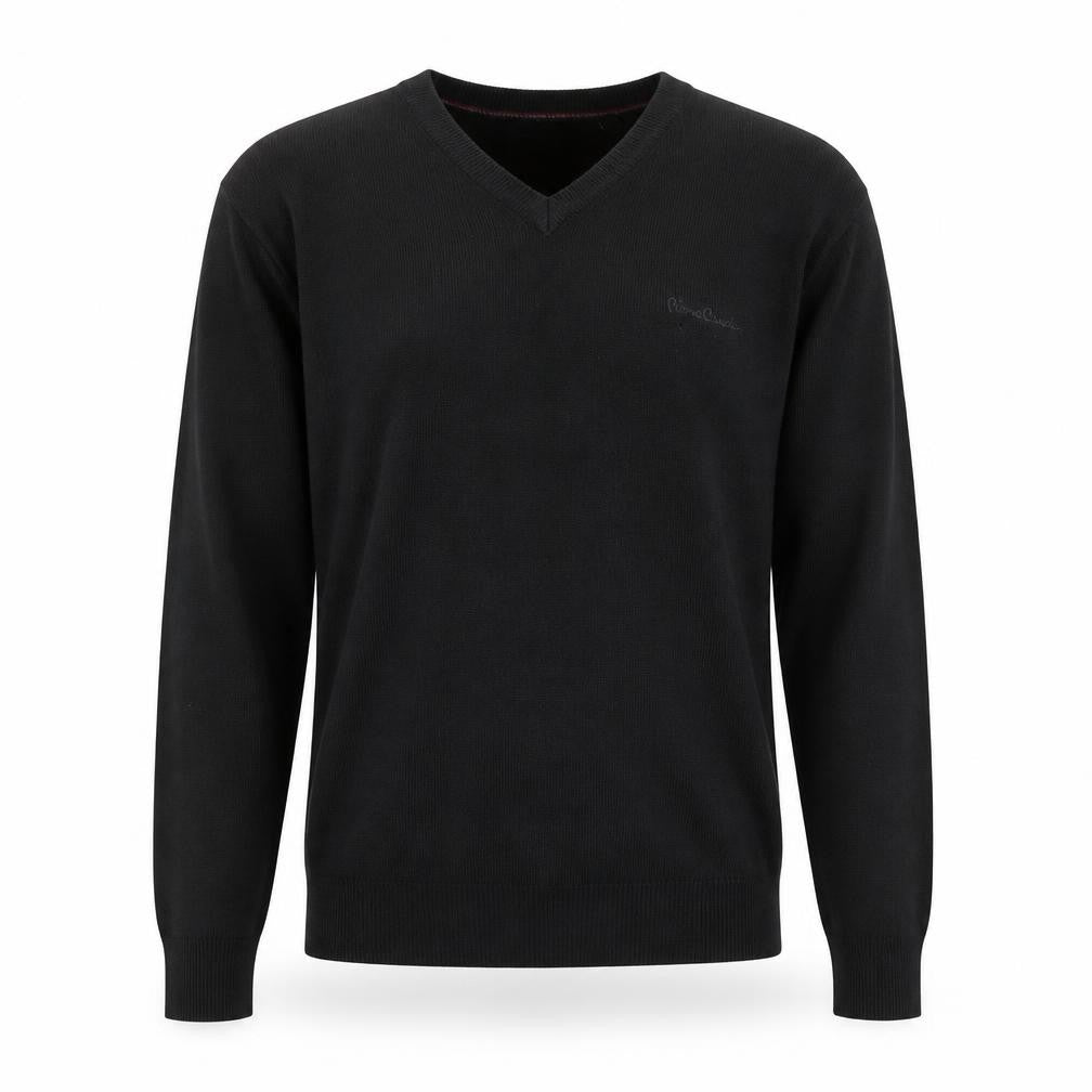 Pierre Cardin Men's Black Wool V-Neck Jumper Size M