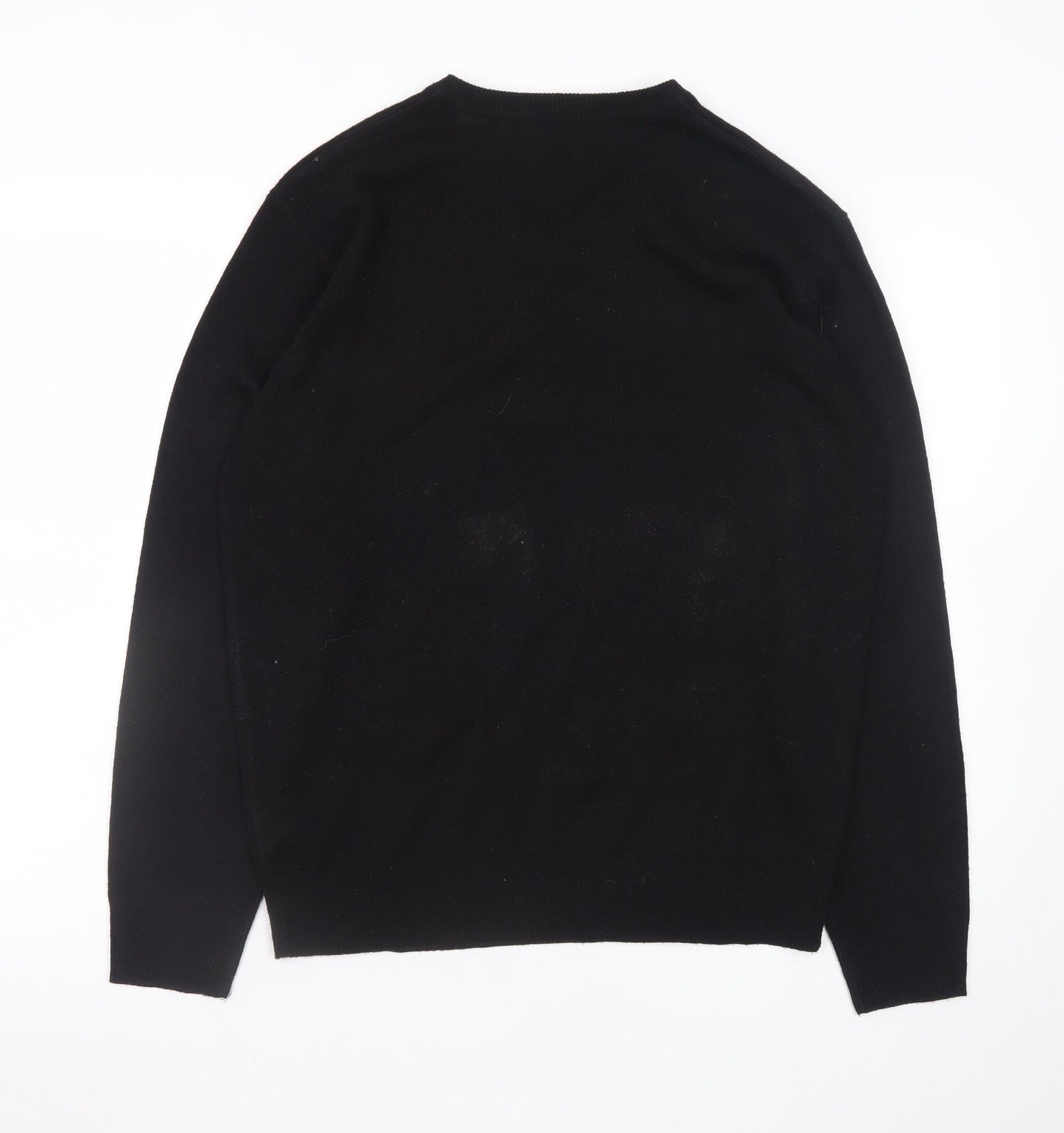 Pierre Cardin Men's Black Wool V-Neck Jumper Size M