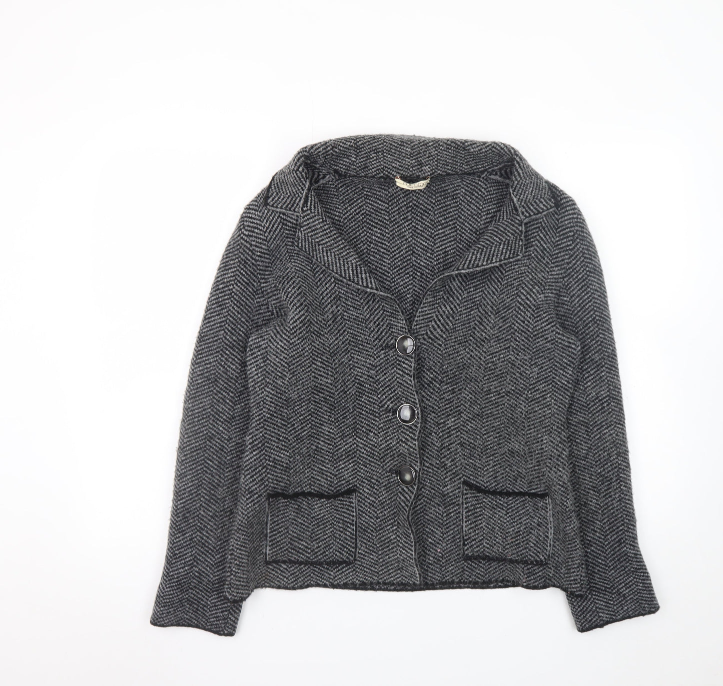 Cocogio Women’s Grey Wool Blend Blazer Jacket Size 14 Lined Button Up