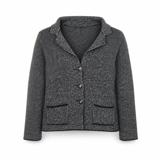 Cocogio Women’s Grey Wool Blend Blazer Jacket Size 14 Lined Button Up