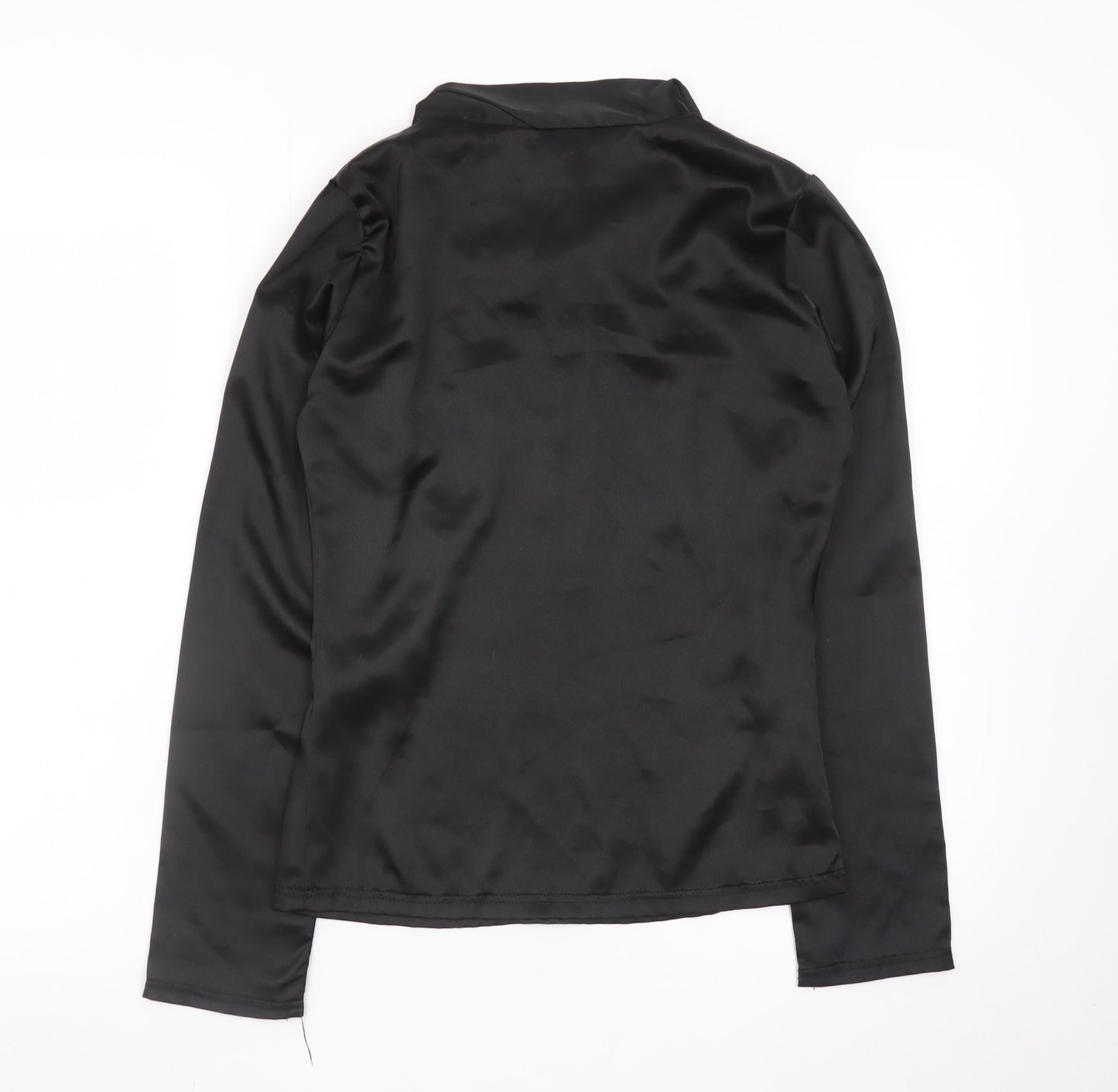Morgan Women’s Black Satin Bow Neck Long Sleeve Blouse Size 8