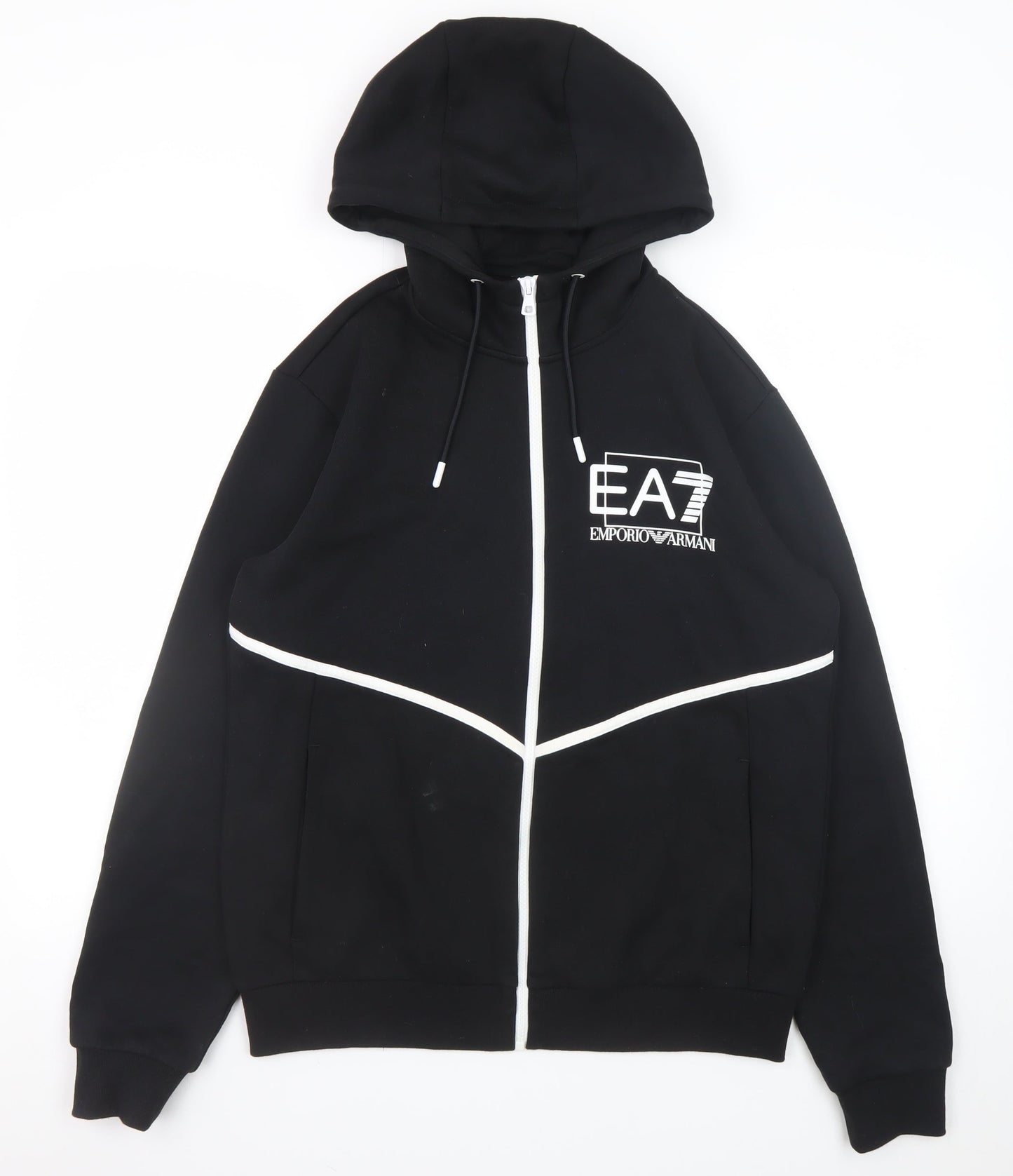 Emporio Armani EA7 Men's Black Full Zip Hoodie Size M Designer Sweatshirt