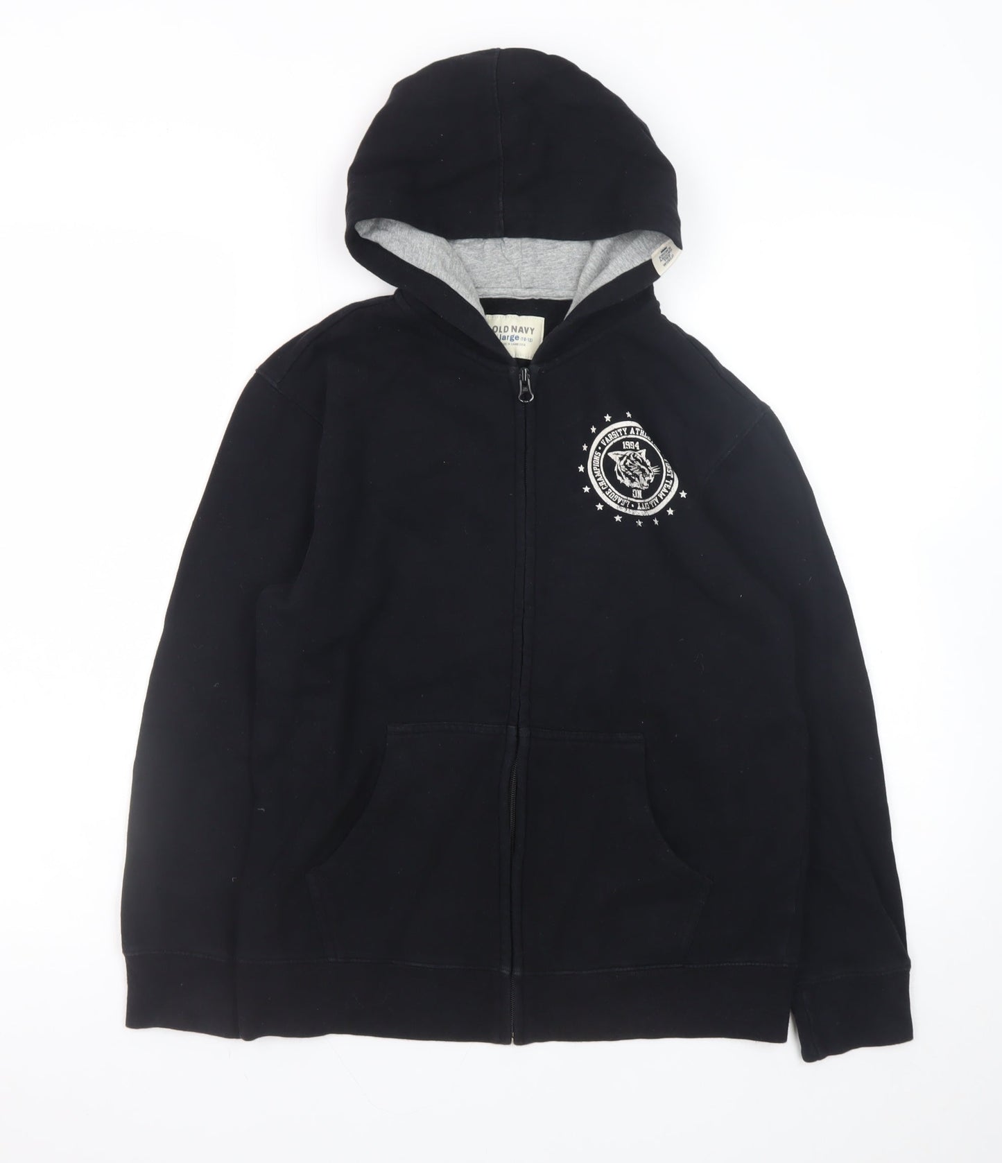 Old Navy Boys Black Full Zip Hoodie Size 10-12 Years Fleece Jacket