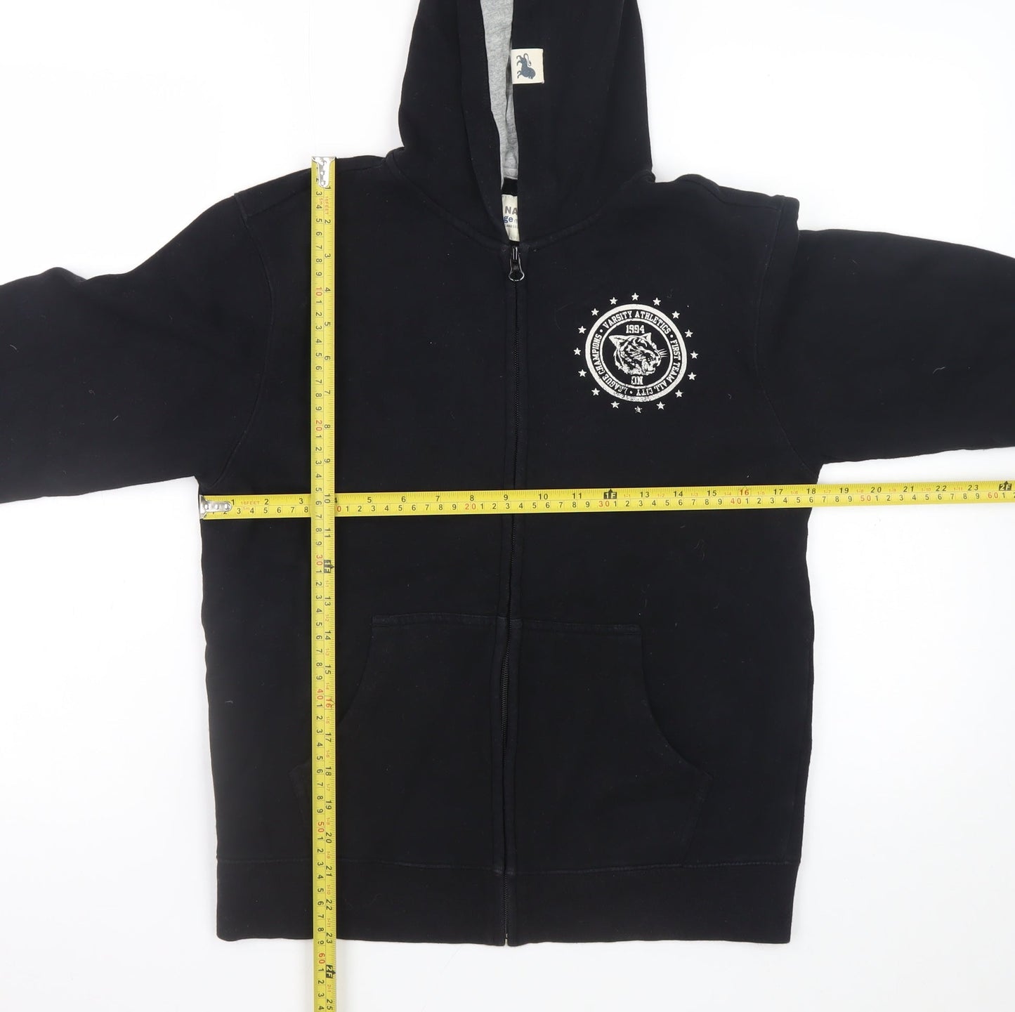 Old Navy Boys Black Full Zip Hoodie Size 10-12 Years Fleece Jacket