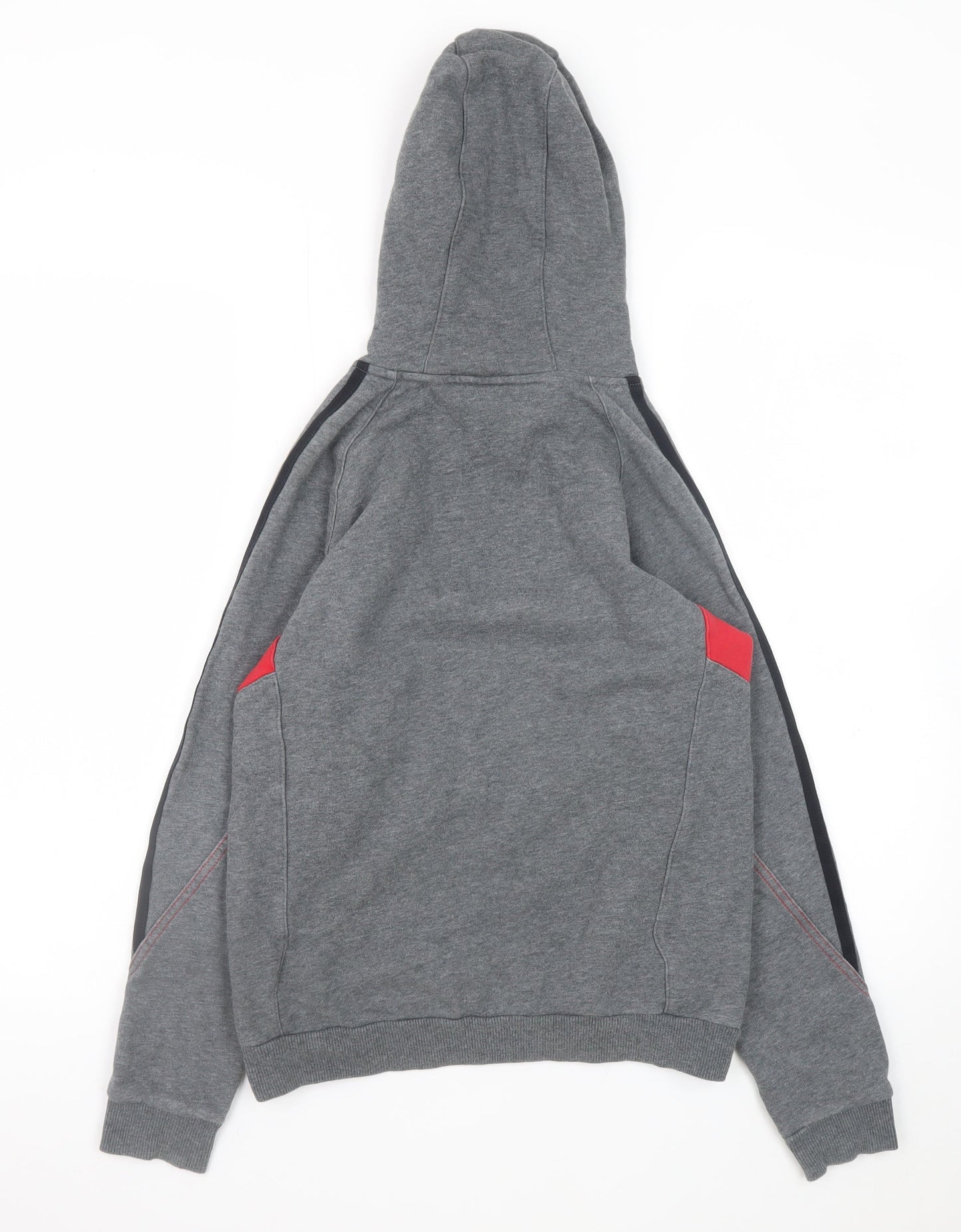 Adidas Boys Grey & Red Hooded Pullover Sweatshirt Size 11-12 Years