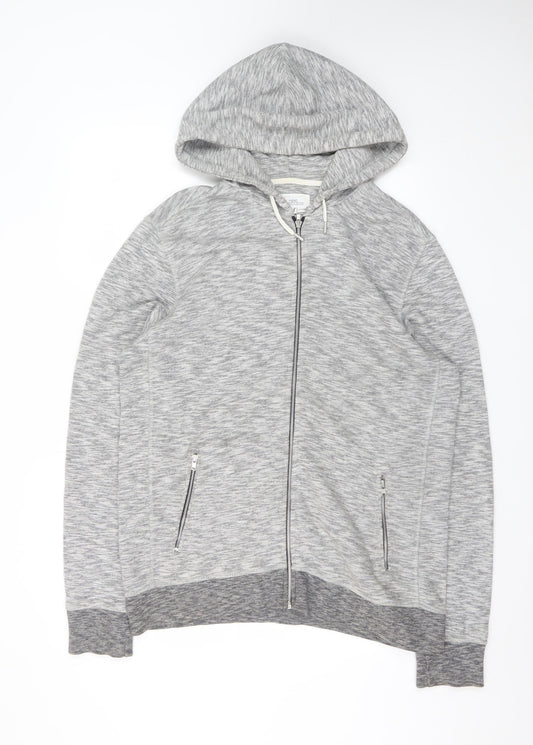 Next Men’s Grey Full Zip Hoodie Large Cotton Blend