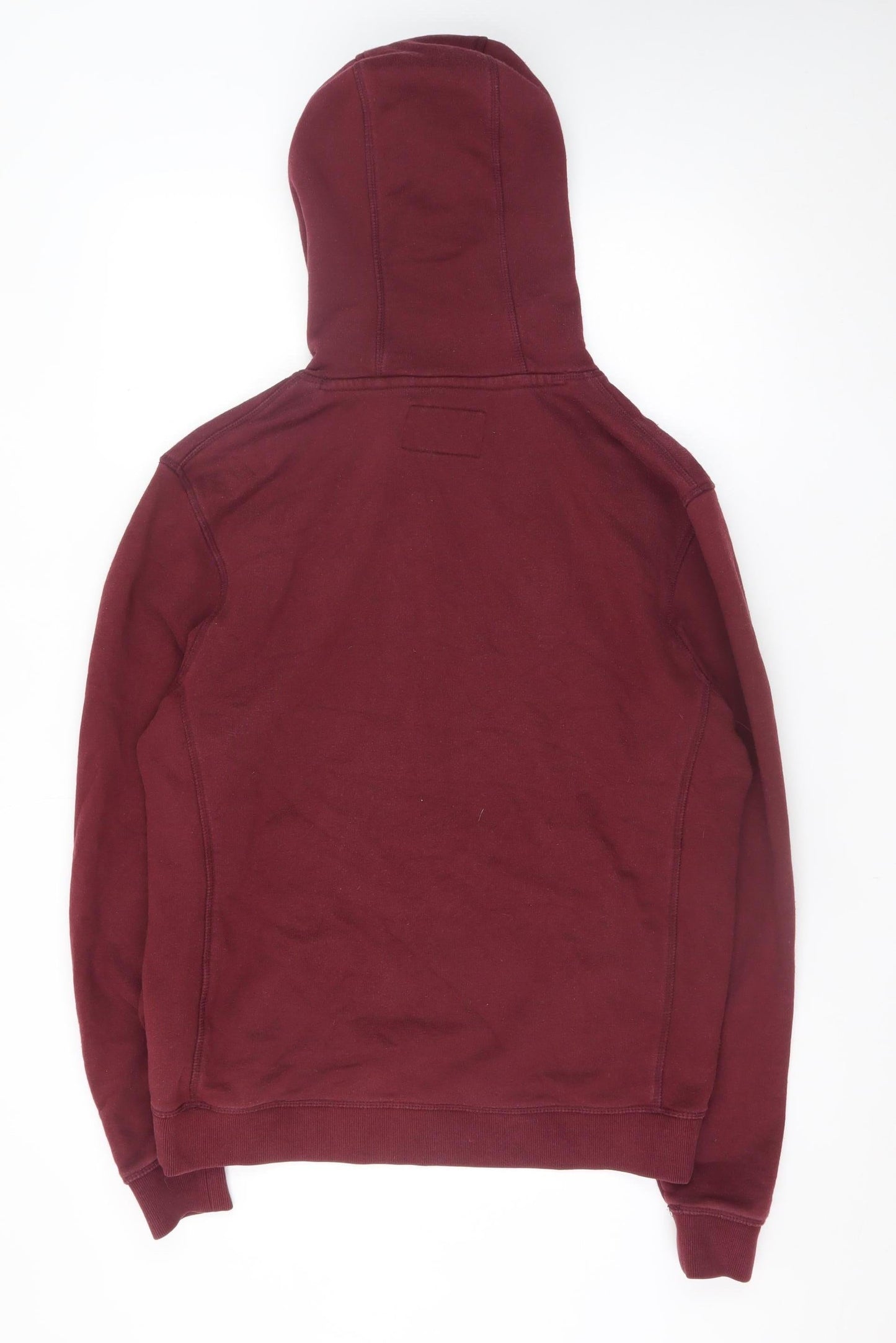 Jack Wills Men Burgundy Pullover Hoodie M Cotton Blend Logo Casual