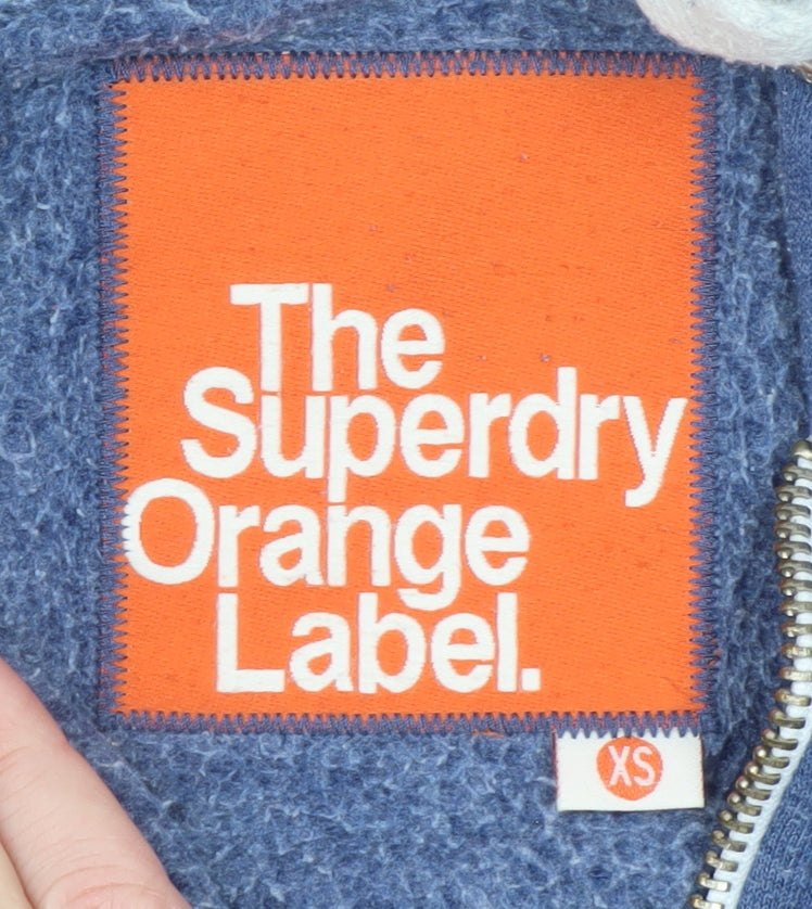 Superdry Womens Blue Full Zip Hoodie XS Orange Label