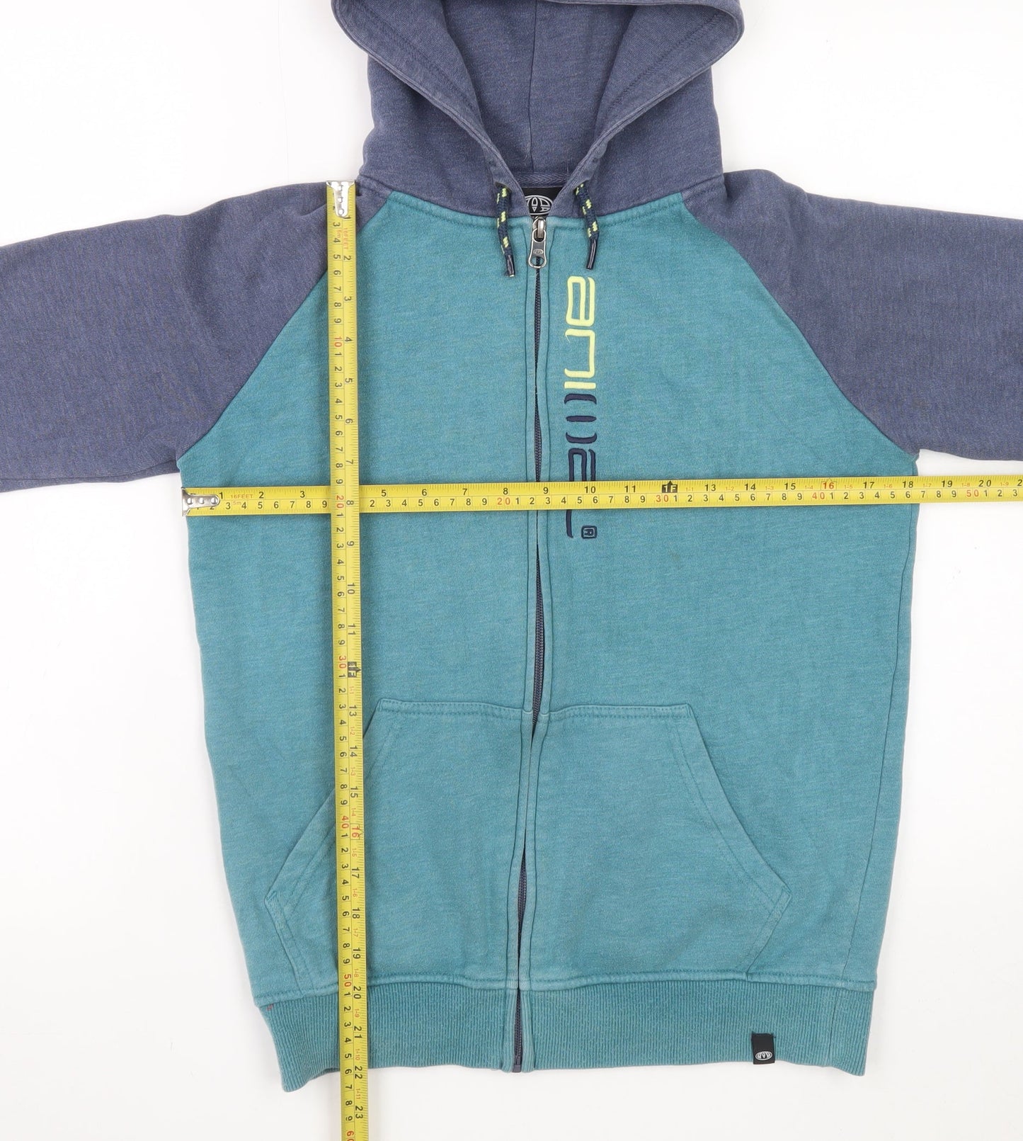 Animal Boys Blue Full Zip Hoodie 11-12 Years Colourblock Logo Design