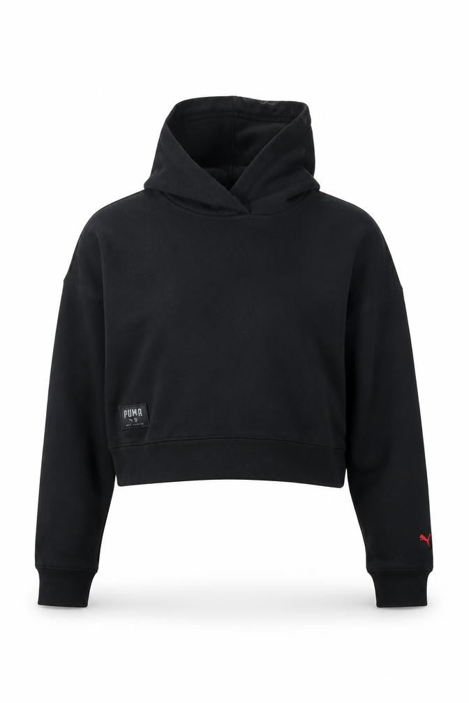 Puma Women's Black Cropped Pullover Hoodie Size M