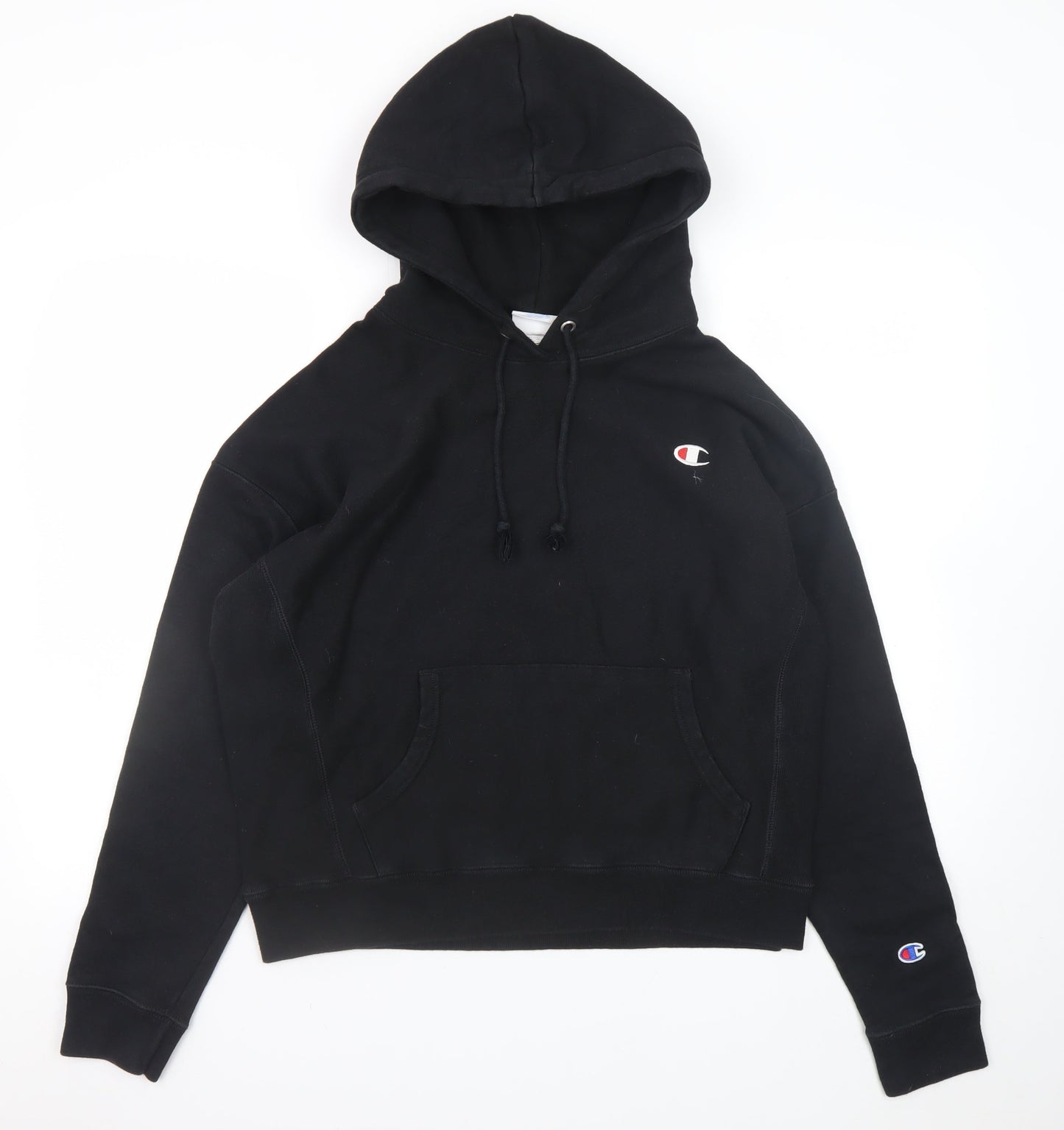 Champion Mens Black Reverse Weave Pullover Hoodie Size L