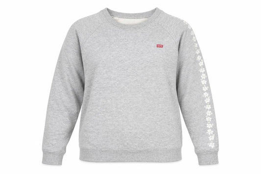 Levi’s Women Grey Floral Sleeve Cotton Pullover Sweatshirt Size S