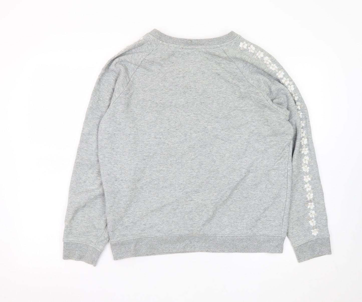 Levi’s Women Grey Floral Sleeve Cotton Pullover Sweatshirt Size S