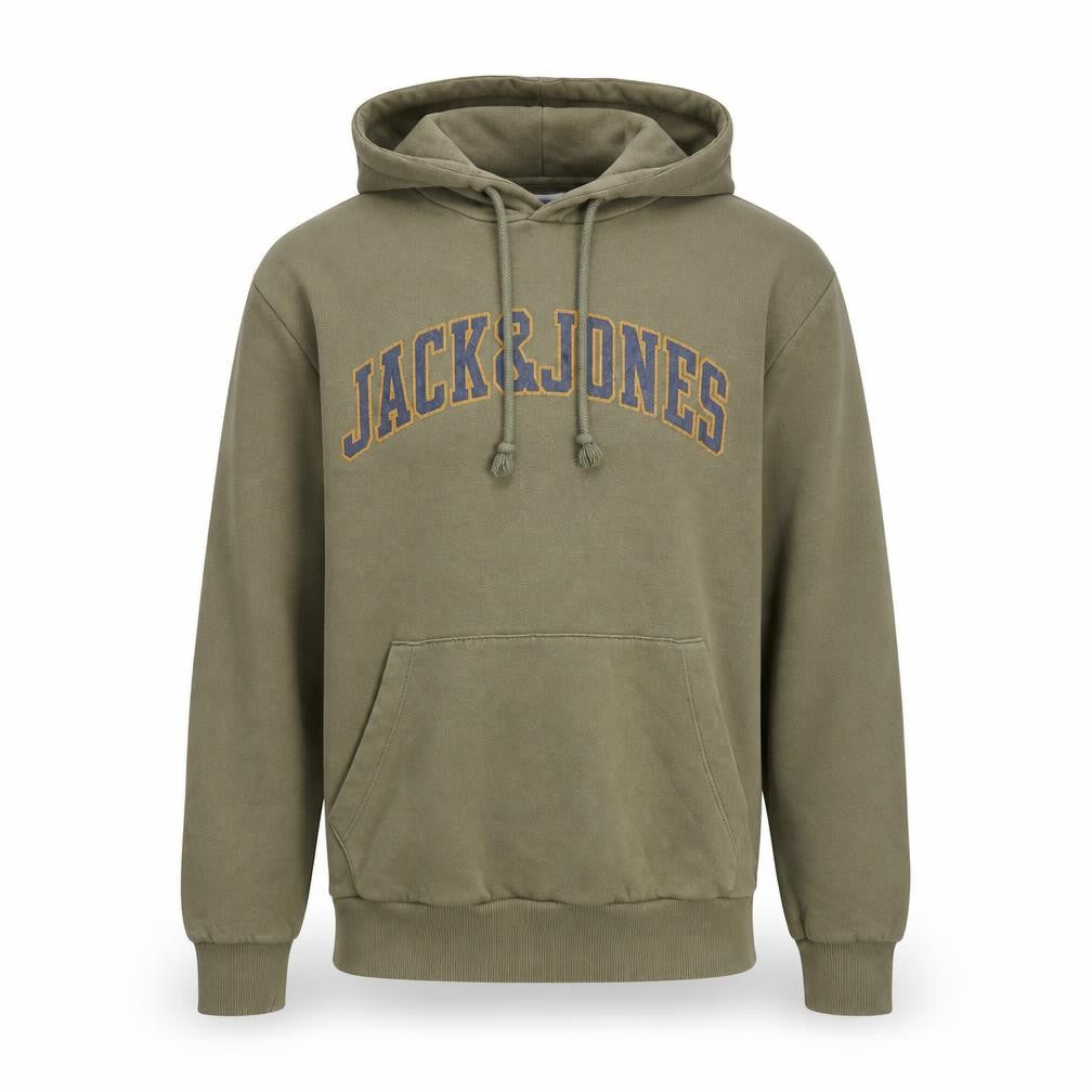 Jack & Jones Men's Green Pullover Hoodie Size M Logo Graphic Sweatshirt