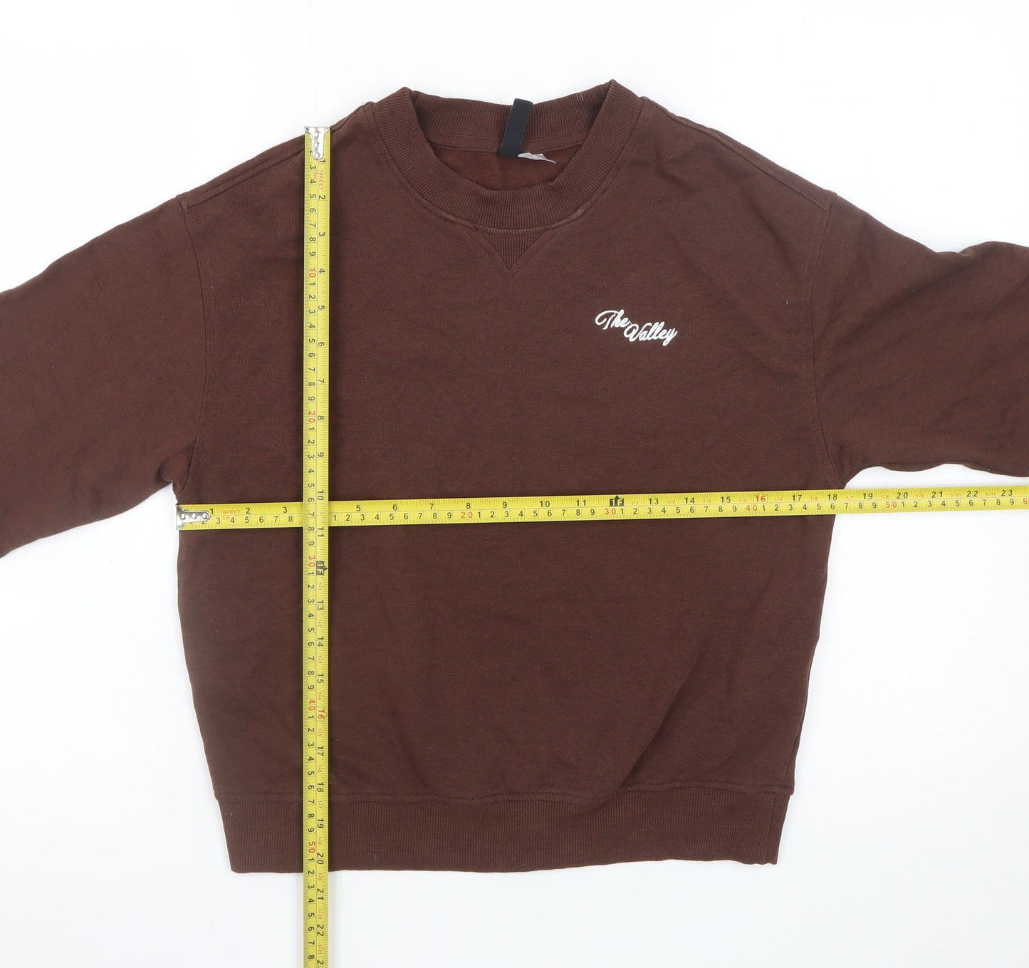 H&M Divided Womens Brown Sweatshirt Small Cotton Blend Crew Neck
