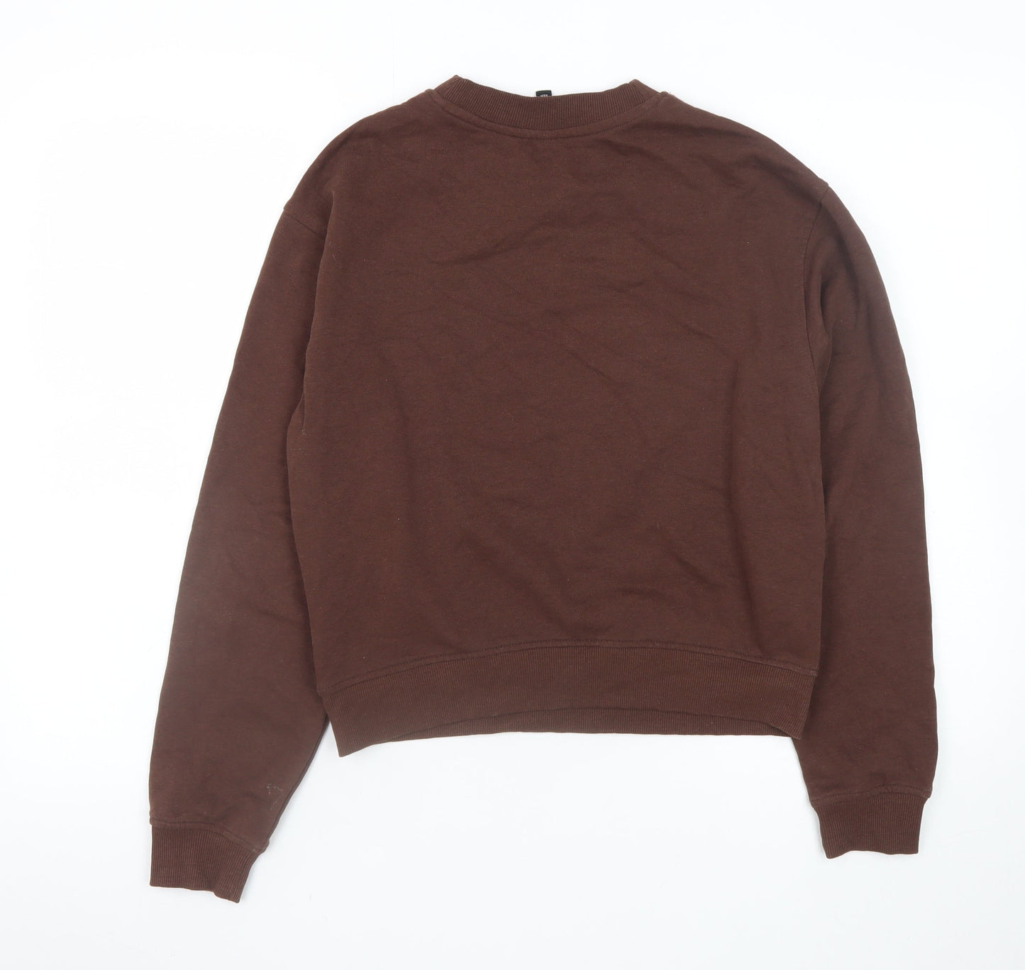 H&M Divided Womens Brown Sweatshirt Small Cotton Blend Crew Neck
