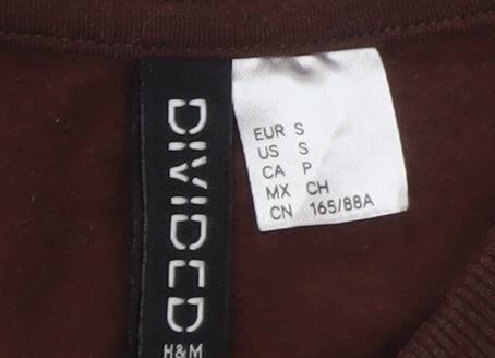 H&M Divided Womens Brown Sweatshirt Small Cotton Blend Crew Neck