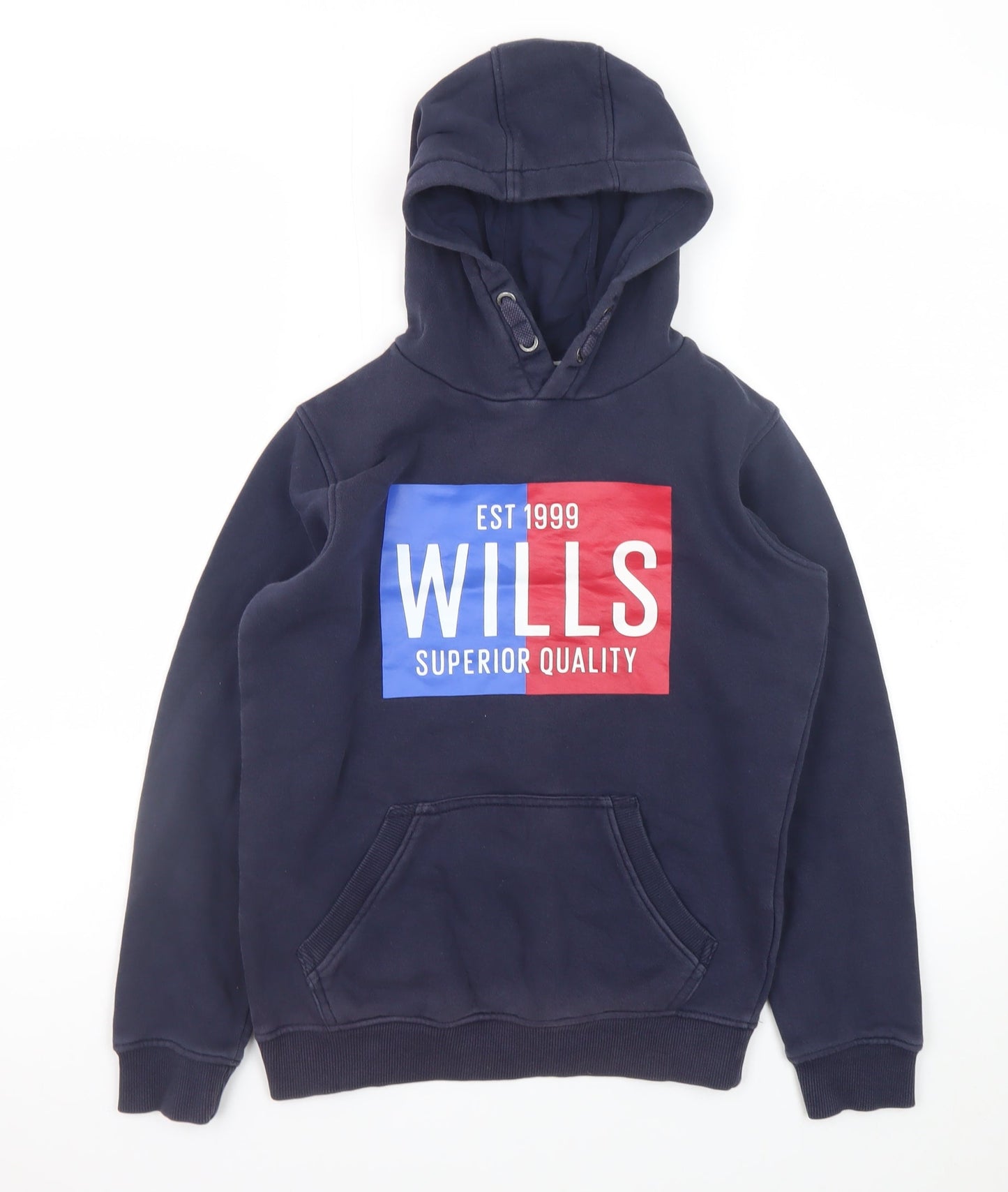 Jack Wills Boys Blue Pullover Hoodie 10-11 Years Fleece Graphic Print