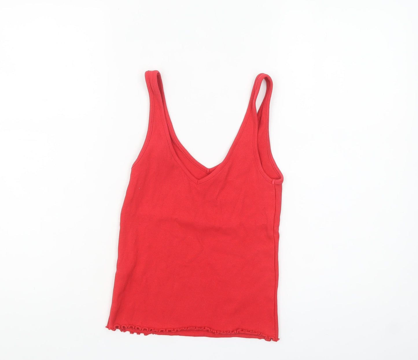 New Look Women’s Red Cotton Blend V-Neck Tank Top Size 10