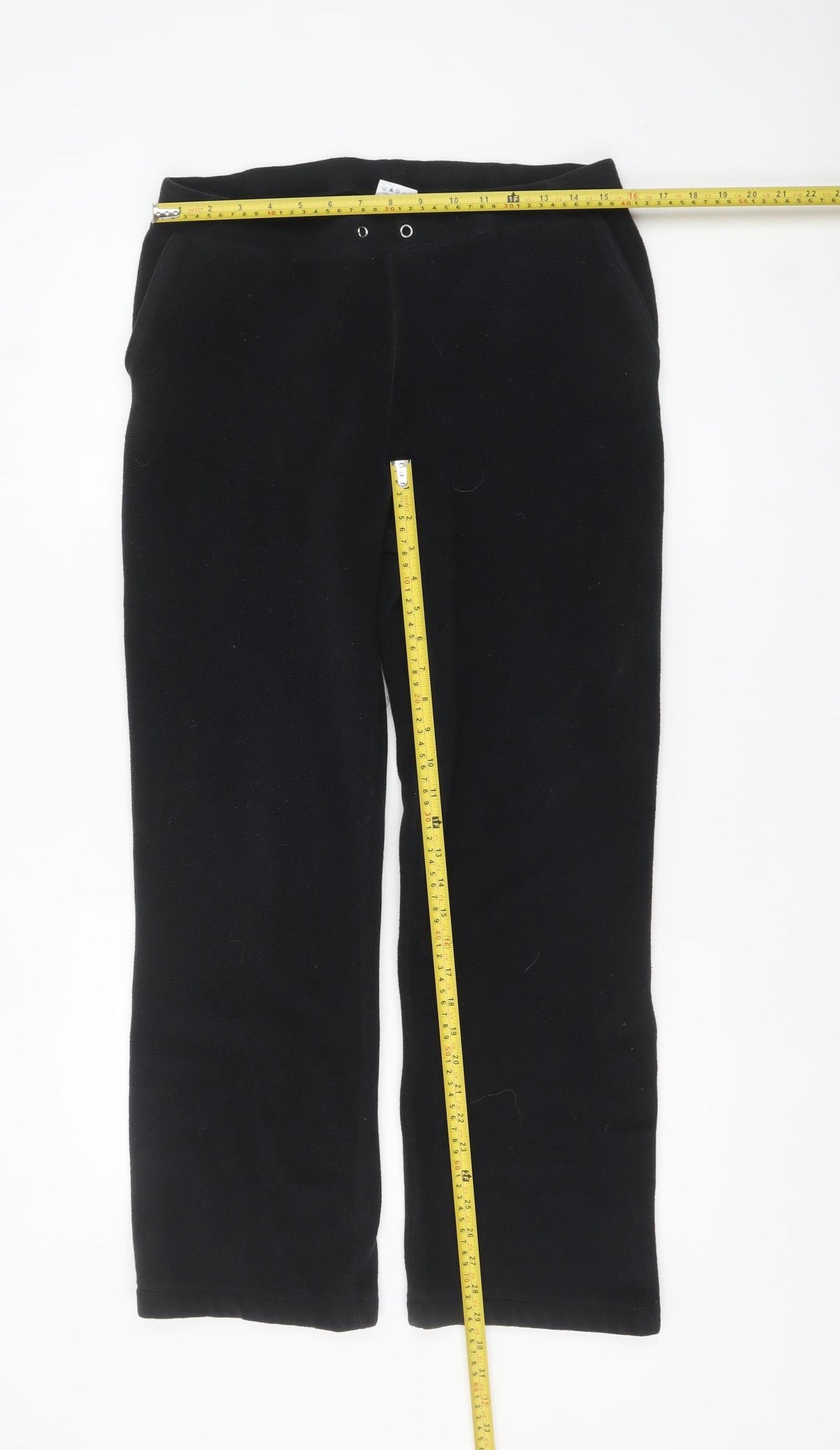 Lands' End Women's Black Fleece Sweatpants Size L Regular Fit