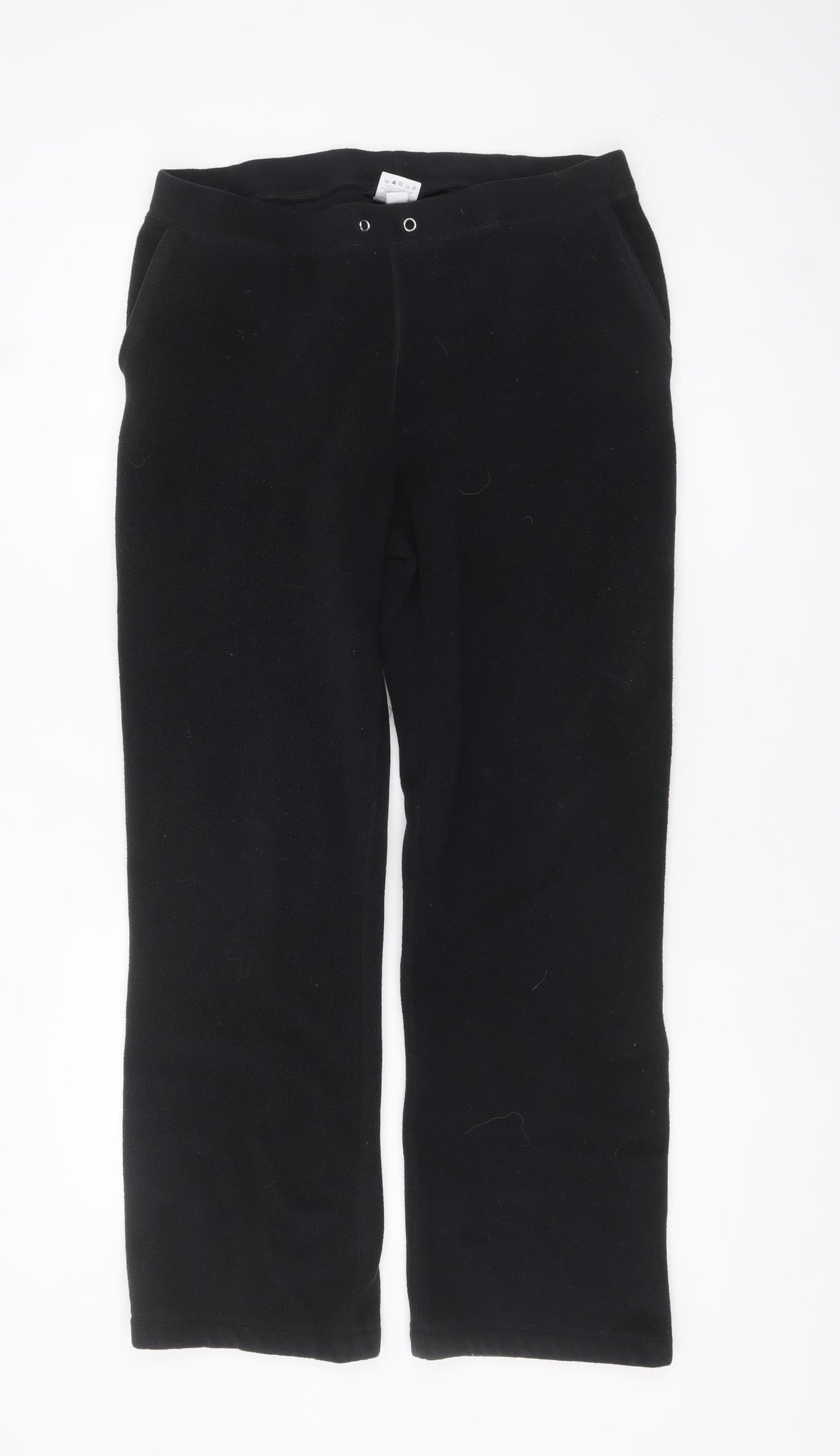 Lands' End Women's Black Fleece Sweatpants Size L Regular Fit