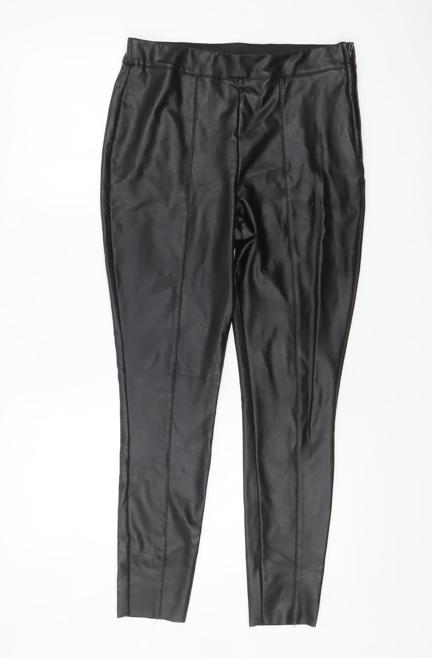 F&F Women's Black Faux Leather Skinny Leggings Size 10