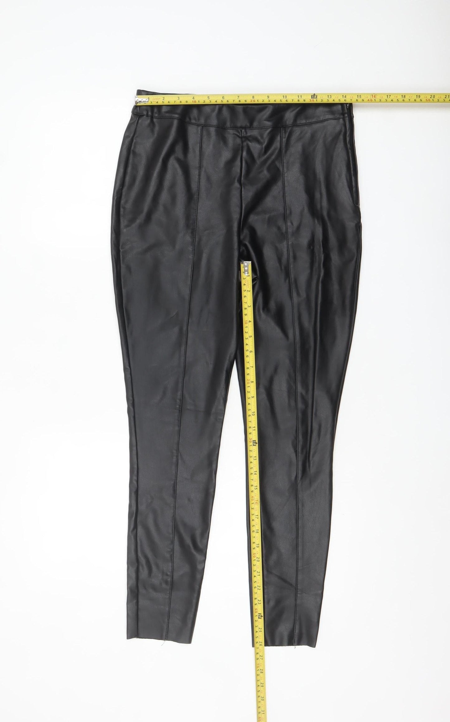 F&F Women's Black Faux Leather Skinny Leggings Size 10