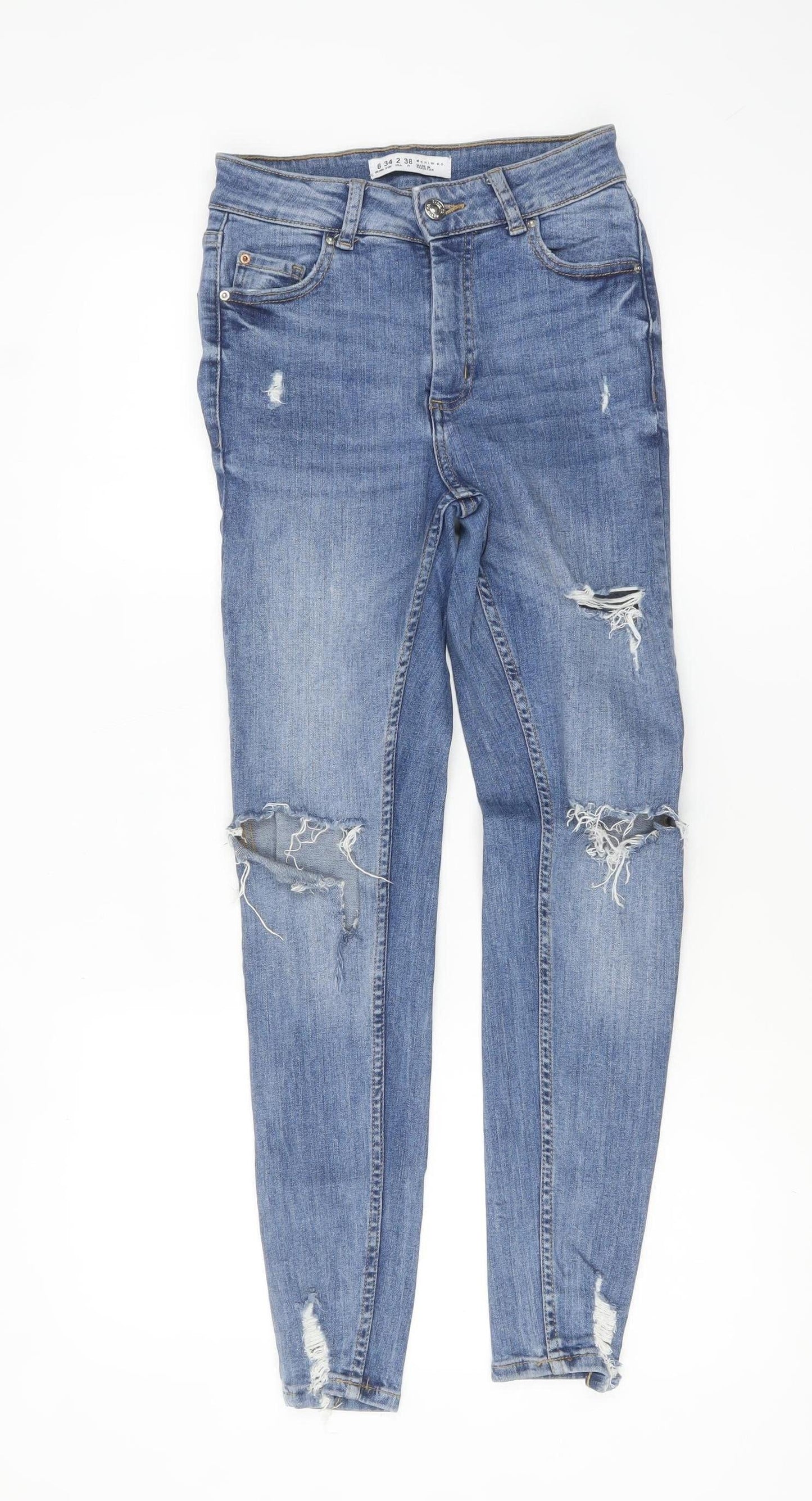 Denim Co. Women Blue Size 6 Skinny Distressed Jeans