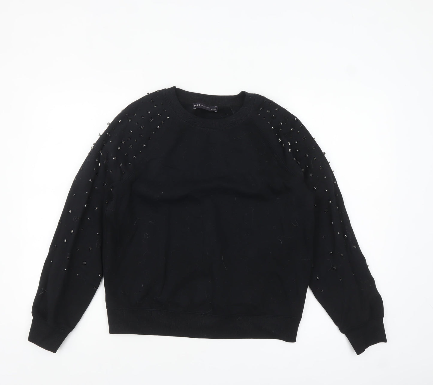 Marks and Spencer Womens Black Beaded Long Sleeve Sweatshirt XS
