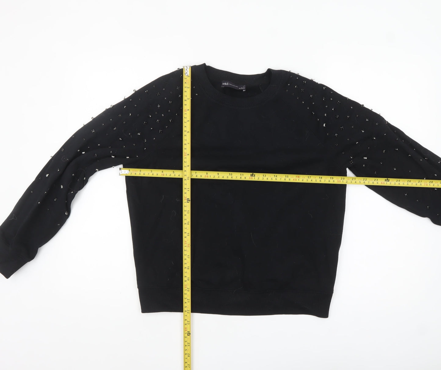 Marks and Spencer Womens Black Beaded Long Sleeve Sweatshirt XS