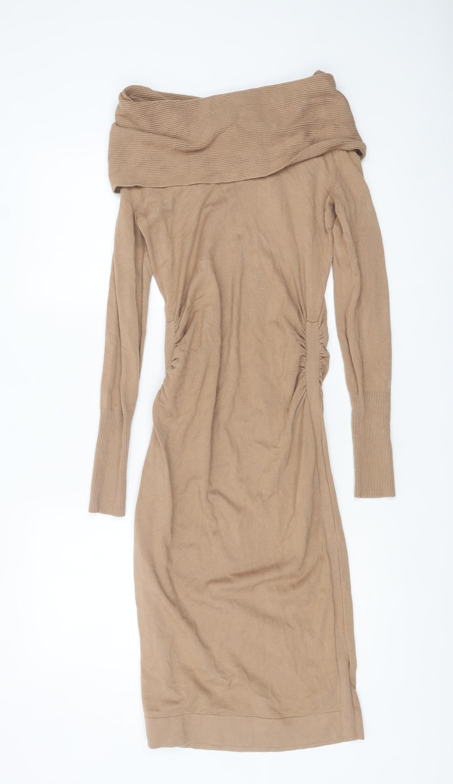 Coast Women’s Beige Off Shoulder Bodycon Knit Dress Size 10