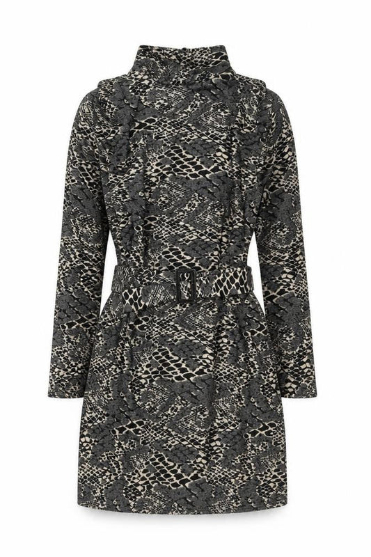 In Other Words Women’s Black Snake Print Belted Shift Dress Size 10