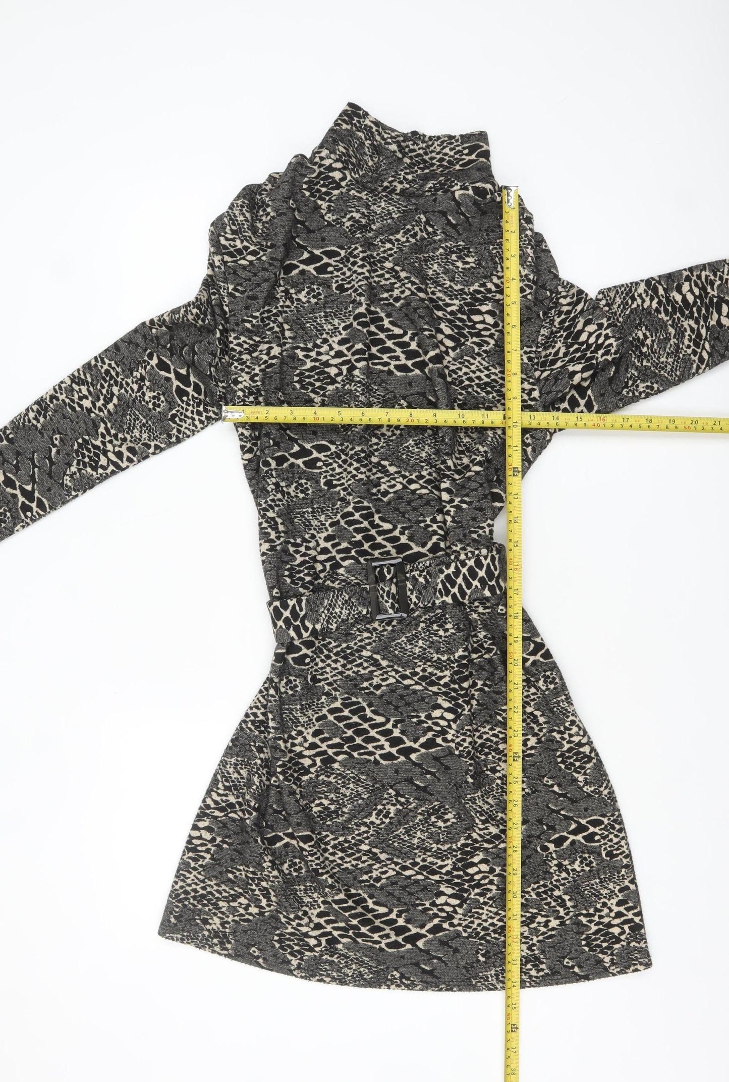 In Other Words Women’s Black Snake Print Belted Shift Dress Size 10