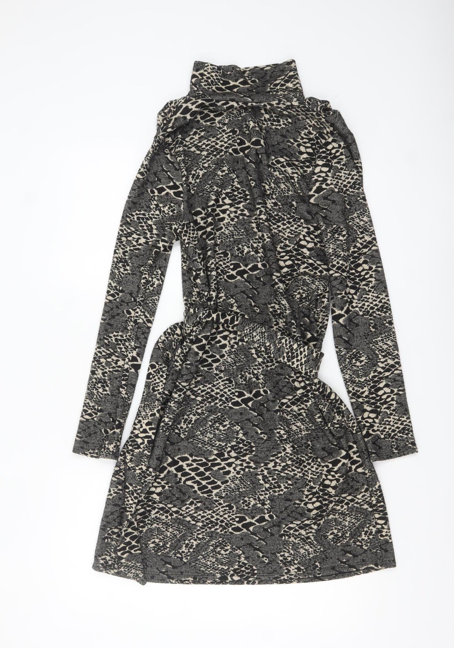 In Other Words Women’s Black Snake Print Belted Shift Dress Size 10
