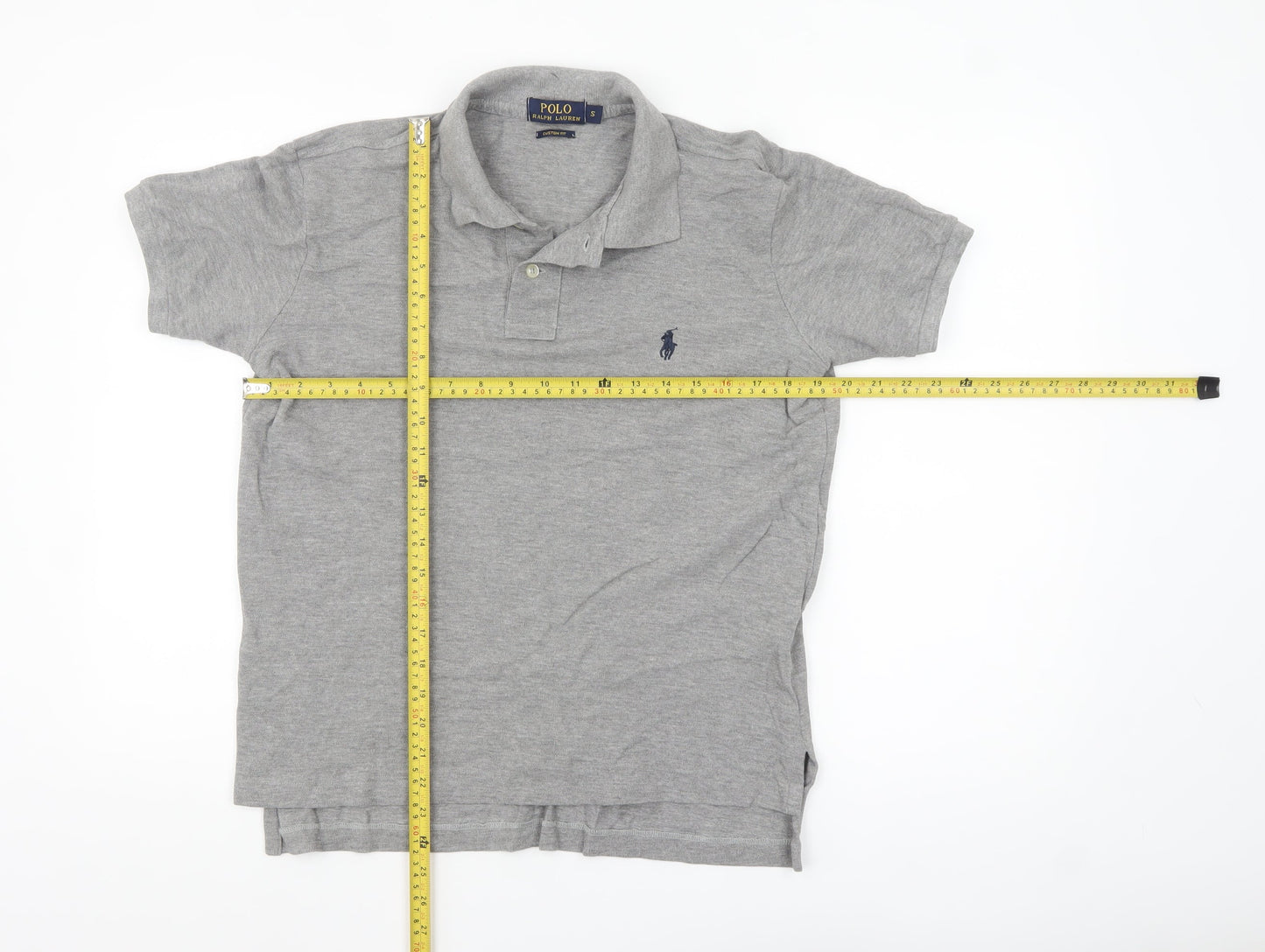 Ralph Lauren Men's Grey Custom Fit Polo Shirt Size S