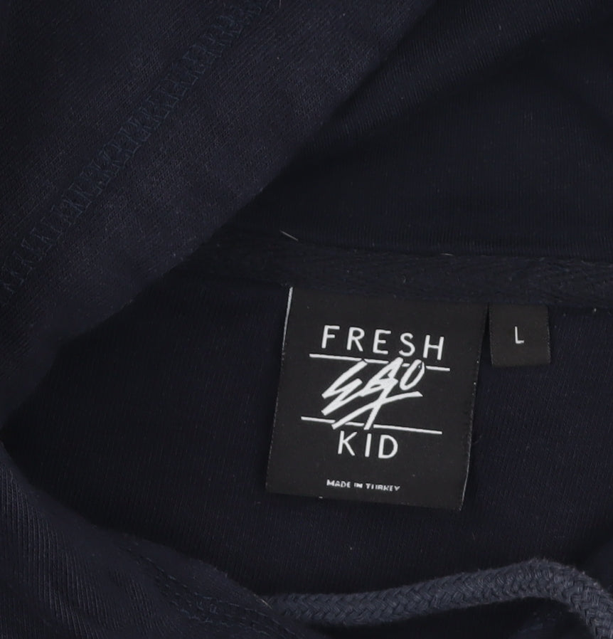 Fresh Ego Kid Men’s Blue Pullover Hoodie L Streetwear Logo