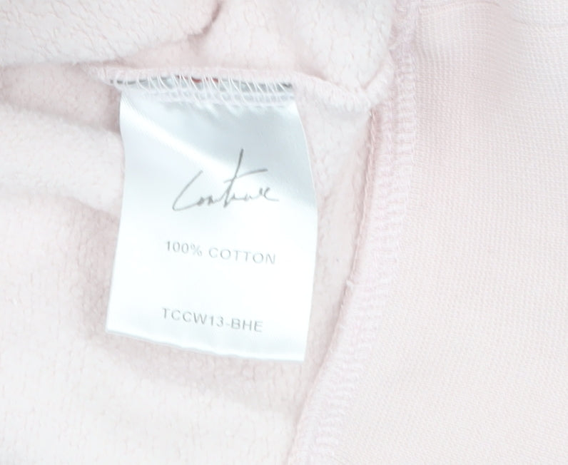 Couture Women Pink Crew Neck Cotton Pullover Sweatshirt UK S