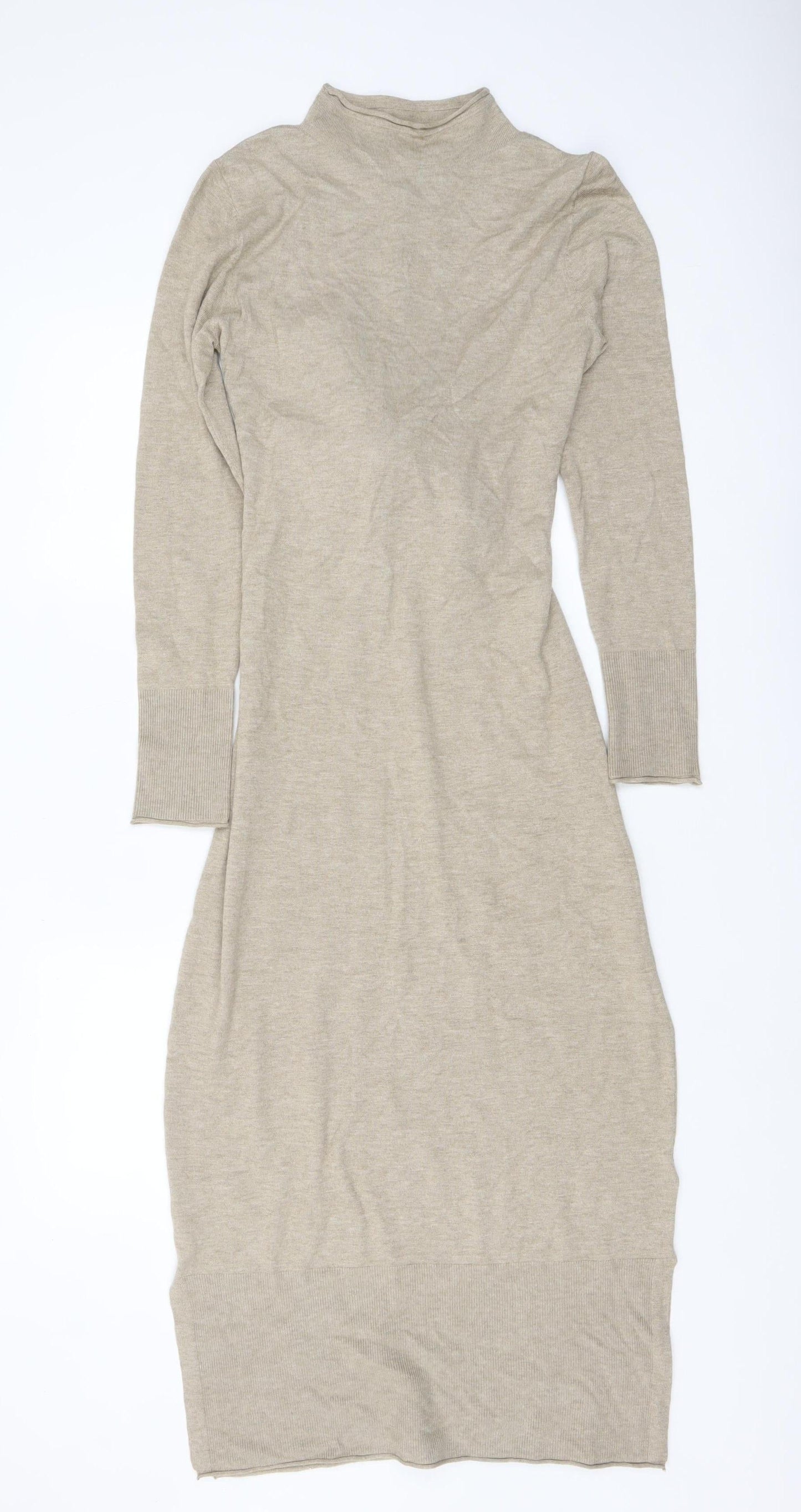 Monsoon Women’s Beige Knit Midi Bodycon Dress Size M