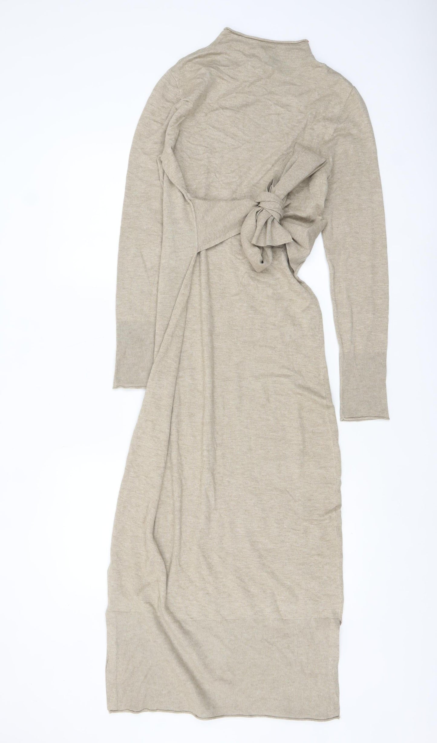Monsoon Women’s Beige Knit Midi Bodycon Dress Size M