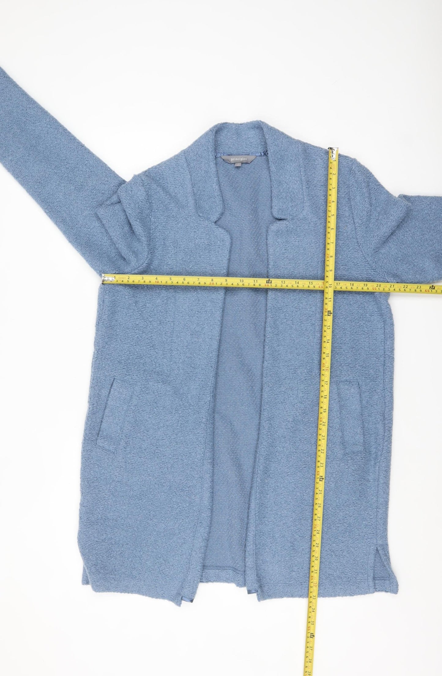 Principles Women Blue Size 14 Open Front Knit Cardigan