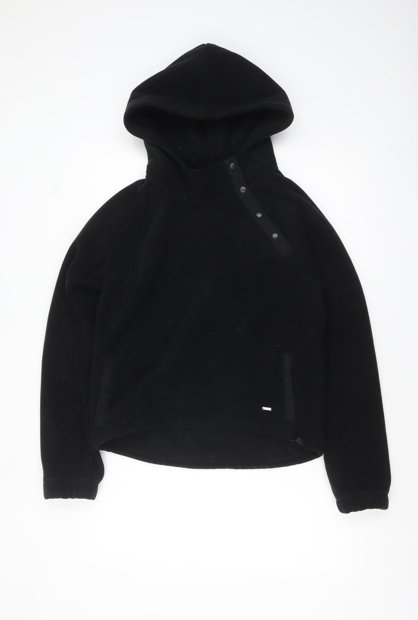 Hollister Womens Black Small Fleece Hoodie with Snap Closure