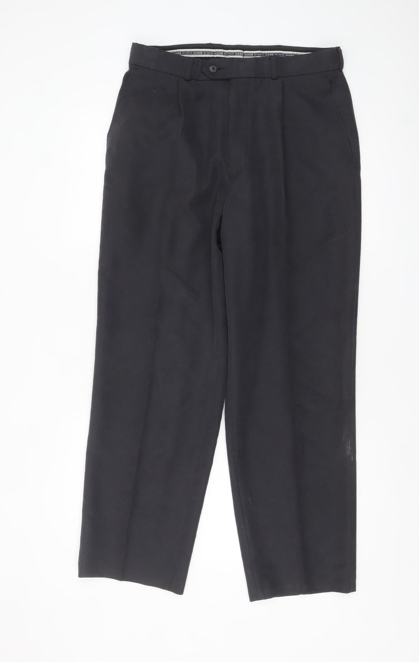 Maine New England Men’s Black Pleated Trousers 32R Regular Fit