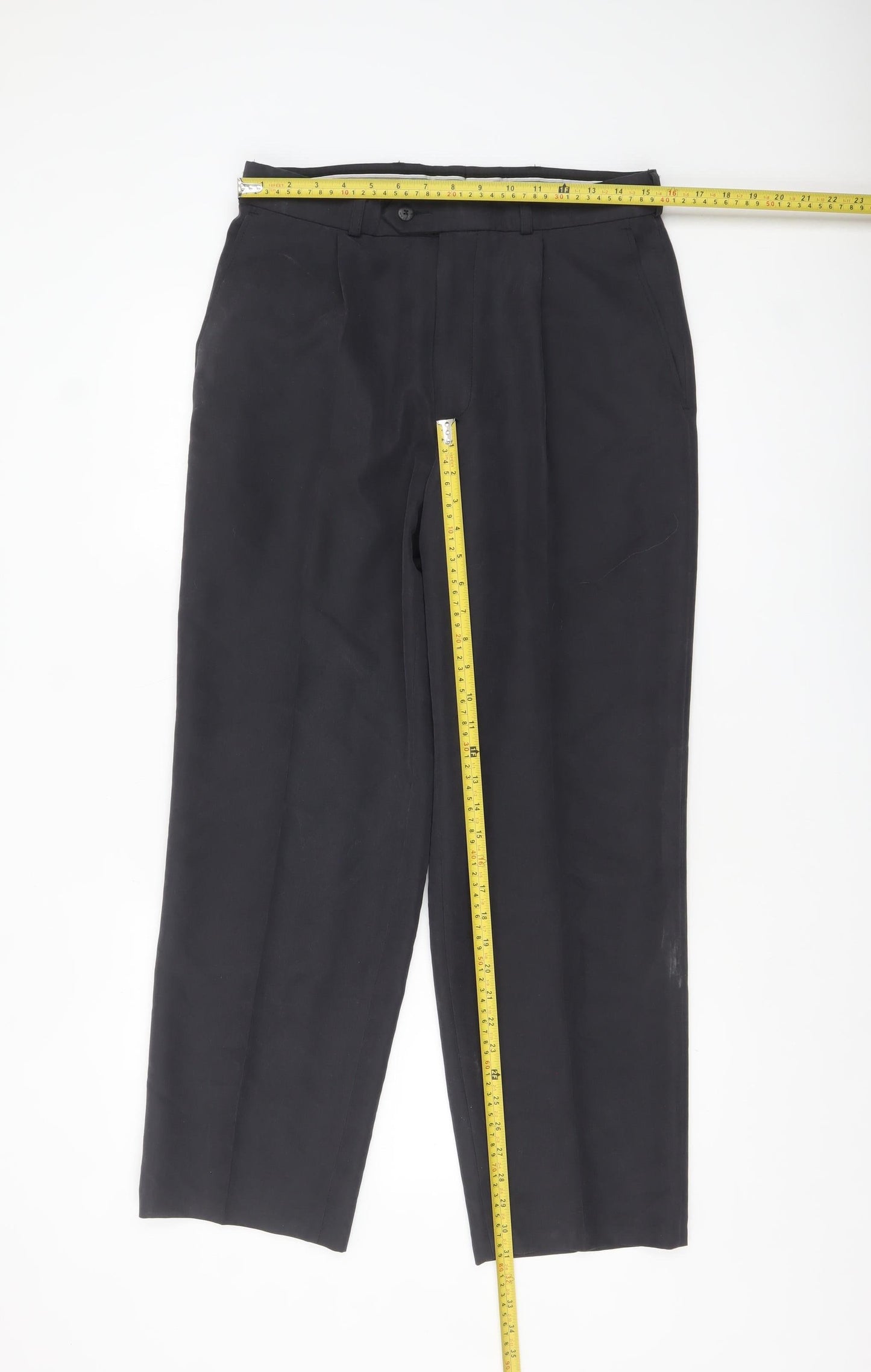 Maine New England Men’s Black Pleated Trousers 32R Regular Fit