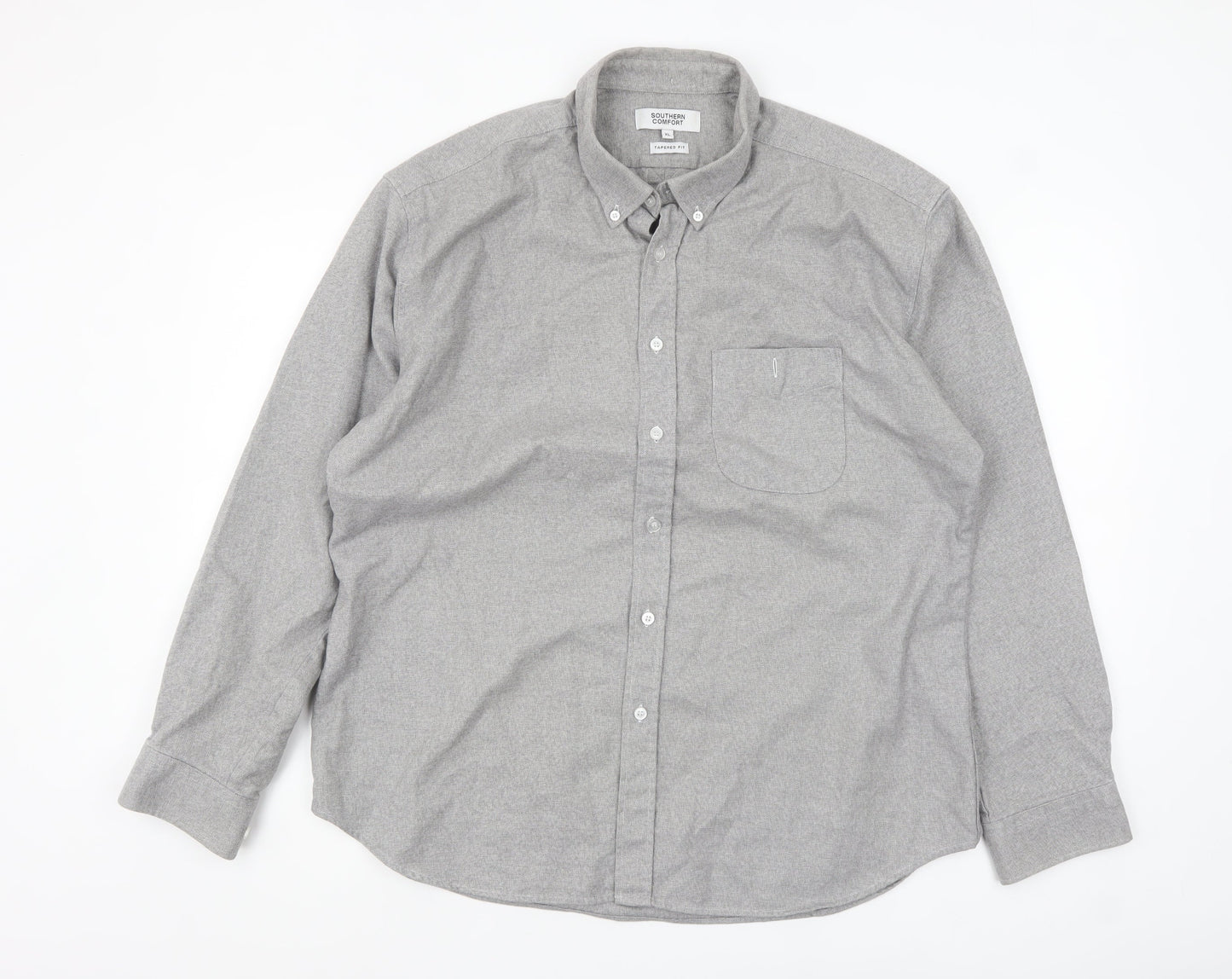 Southern Comfort Men's Grey Cotton Button-Up Shirt XL Tapered Fit