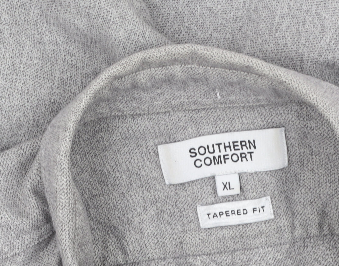 Southern Comfort Men's Grey Cotton Button-Up Shirt XL Tapered Fit